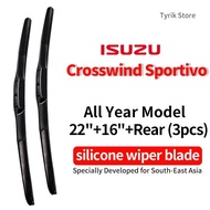 (Front+Rear 3pcs)ISUZU Crosswind Sportivo Wiper Blade Set for All Year Model CW SUV XUV Suv car orig