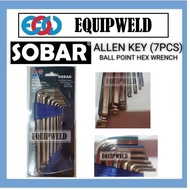 SOBAR 50-16-2 ALLEN KEY BALL POINT HEX WRENCH SET - INCH (7PCS) SIZE 3/32" - 3/8" YG STEEL HRC 51-56