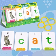 [LuckybabyS] Kids CVC Words Flashcards Phonics Flip Chart Word Builder Sight Words Activity Learning