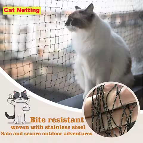 Steel Reinforced Cat Netting for Balcony- Cat Anti Fall Netting,Garden Net Anti Bird Net with Wire,S