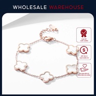 Women's lucky four-leaf clover bracelet with white inlay - High quality luxury bracelet 2026RG FullB