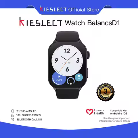 Kieslect Balancs D1 Smart Watch 2.1' Curved AMOLED Display AOD Fitness Health Tracker Touchscreen Wa