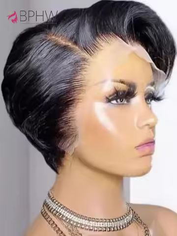 Transparent Lace Human Hair Wig For Women Straight Short Bob Wig 13x4 Lace Wig Pre pluck Brazilian V