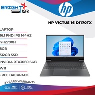 LAPTOP HP VICTUS 16 D1170TX  (16.1 FHD IPS 144HZ / I7-12700H / 8GB / 512GB NVME SSD / NVIDIA RTX3060 6GB / W11)