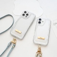 【 透明波浪手機殼 燙金飾牌 姓名燙印 】 手機掛繩 手機殼 透明殼 iPhone 附零件 OS50U