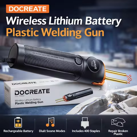 Docreate-831 Wireless Plastic Welder Gun, 3s Fast Heating, 4000mAh Lithium Battery, Adjustable Tempe