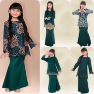 🌹BAJU KURUNG BUDAK WARNA TEAL GREEN🌹 Koleksi Warna Hijau Teal Baju Kurung Lace Kanak-kanak Perempuan XS -2XL Muslimah Fesyen Baju Raya 2024 Sedondon Ibu &amp; Anak