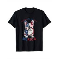 KATUN 4 July Happy Day Pepper Bulldog 4 July T-Shirt, 100% Cotton 180g, O-Neck, Black, S-XXXL