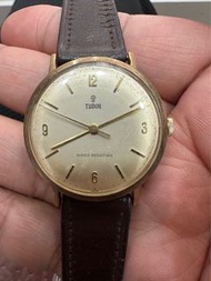 細花。古董錶。tudor。k金。正常行走。約34mm