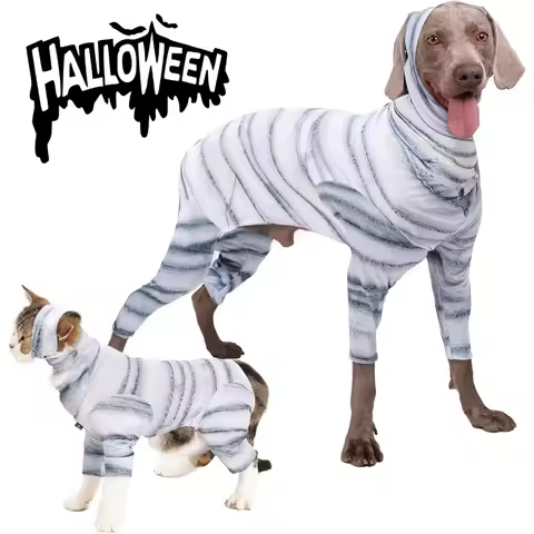 Dog Halloween Costume Mummy Texture Halloween Cosplay Autumn Pets Wear Horror Dogs Dress Up Apparel 