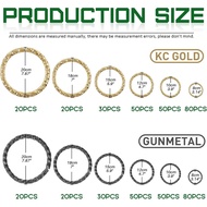 Keadic 1000 Pcs 6 Size 4 Colors Twisted Open Jump Rings, 8/10/12/15/18/20 mm O Ring Connectors Jewel