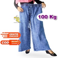 Kulot Wanita Jumbo BB 100 kg Celana Kulot Jeans Wanita Jumbo Kekinian