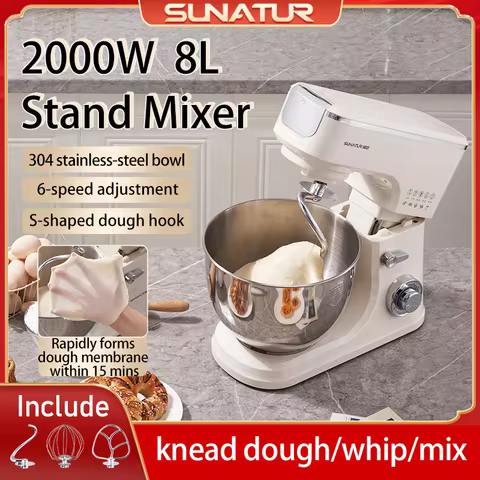 SUNATUR 2000W electric kitchen blender 8L stand mixer machine Egg Beating cream All-in-One Mixer Hou