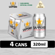 Sapporo Beer Can Lager Beer 5.0% Alcohol (320ml x 4)