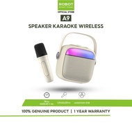 [สินค้าใหม่] ROBOT ลำโพงบลูทูธ A9 ลำโพงคาราโอเกะ ไมค์ไร้สาย Bluetooth 5.3 พร้อมไฟ RGB รองรับ Aux in 