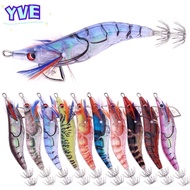 YVE Fishing Lure, 2.5# hook Artificial Artificial Squid Hook Jigs, Lures Noctilucent Wood 10cm 12g N
