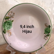 piring keramik bunga ukuran besar 94 inch - hijau 1/2 lusin