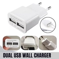 EU Plug 2 Ports Adapter Wall USB 2A Output Charger Head Charger Power Plug Adapter