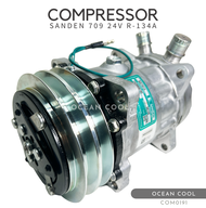คอมเพรสเซอร์ ซันเด้น 709 แท้ 7H15 มู่เล่ 2 ร่อง 24 โวลต์ COM0191 COMPRESSOR SANDEN 709 7H15 24V คอมแ