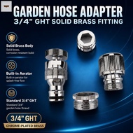 Brass Garden Hose Adapter - 3/4 Inch GHT Thread with Aerator for Faucet