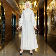 PUTIH [Lamorgon] White Lace Brocade ABAYA Robe LM 020