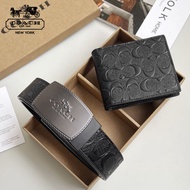 Short wallet men embossed double fold wallet with leather belt in stock 74929