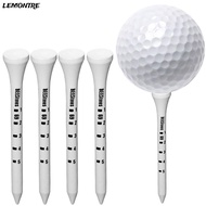 LEMONTRE 100pcs White Striped Golf Tee, Wooden Digital Scale Golf Wood Tees, Durable 69/83mm Golf Ho