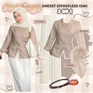 Efficient Chic Oneset (Blazer, Pants, Hijab, FREE BELT) 3 in 1 Modern Women's Set GNK016