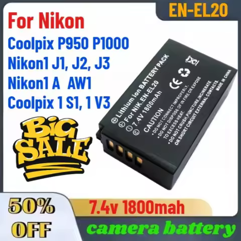 7.4V 1800mAh EN-EL20 EN EL20 Camera Battery for Nikon Coolpix P950 P1000 Nikon1 J1 J2 J3 For Nikon1 