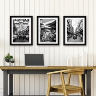 SET OF 3 Wall Decoration Poster 30X40CM ART PRINTS WITH FRAMES (MONOCHROME CITY) A