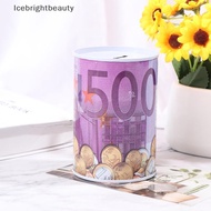 [Ice] Tinplate Cylinder Piggy Bank Euro Dollar Picture Box Household Saving Money Box null