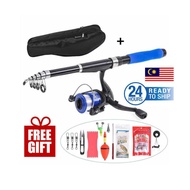 [ READY STOCK + FREE GIFT] 16 in 1 Fishing Reel Umpan Udang Set Joran Pancing Ikan Telescopic