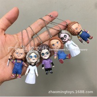Cross-Border Halloween Horror Scar Shaking Head Pendant Ghost Doll Chucky Chucky Capsule Toy Keychai