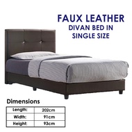 LZD A-STAR Single Faux Leather brown Fabric grey Divan Bed Frame &amp; Mattress Set Spring Foam (FREE INSTALL)