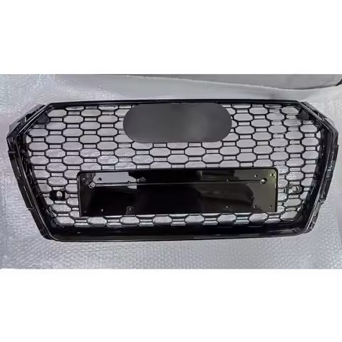 For RS4 Style Front Sport Hex Mesh Honeycomb Hood Grill Gloss Black for A4/S4 B9 2017-2019 car acces