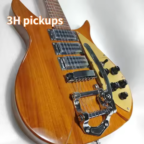 Yellow Wood John Len Rick 325 Style Electric Guitar 3‑Toaster Pickups Big Vibrato 1958