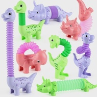 Mochi Squishy's Novelty Decompression Toy Decompression Telescopic Tube Multifunctional Fun Stretching Triceratops Wrist.