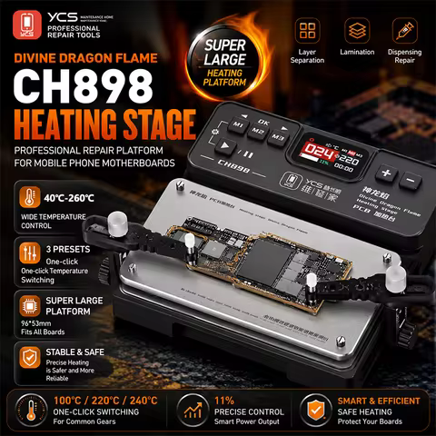 YCS CH898 Portable Preheating Platform Adjustable Constant Heating 40-260°C for Mobile Phones PCB Ch