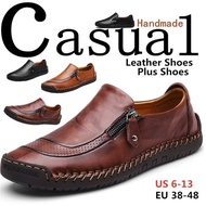 Casual Leather Shoes for Men Genuine Leather Oxfords Flats Loafers British Style Business Leather Shoes Plus Size EU38-48
