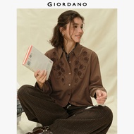 Giordano Woven Long-Sleeve Casual Shirt with 绒面 Texture & 3D Floral Pattern – 3D floral unique 绒面 so
