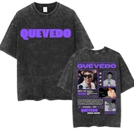 QUEVEDO Buenas Noches Tour T Men's Clothing Vintage Washed Oversized Hip Hop Pop Music Short Sleeve 