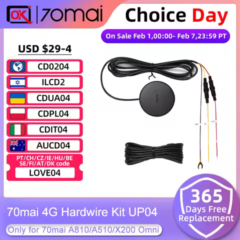 70mai Original 4G Module Hardwire Kit UP04 for 70mai Omni X200 X800 & 70mai A810 Dash Cam & 70mai A5
