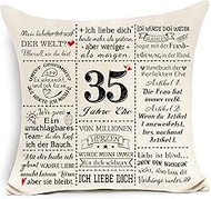 35 Years Wedding Gift Pillow Case Original Decoration 35th Wedding Anniversary Pillowcase for Couple