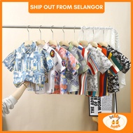 Kemeja Baby Boy 9M-7Y Kids Boy Collar Shirt Short Sleeve Soft Cotton Kids Clothes Pulau Baju Raya Bu