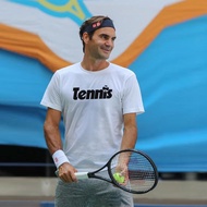 Ready Stock Summer Planet Federer Tennis Sports Breathable Tennis Alphabet Print Men's Short Sleeve 