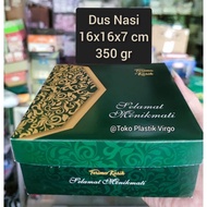 Box / Kardus / Dus Nasi Kue Snack Makanan - 16x16x7 cm - Batik Hijau Emas