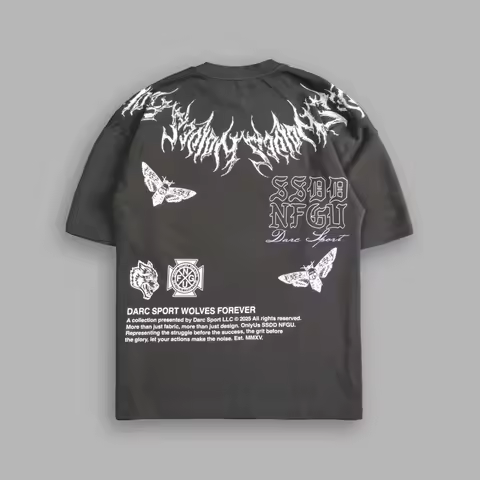 WOLF IRON V2 "PREMIUM" OVERSIZED TEE IN WOLF GRAY Cotton T-shirts for Men and Women US SIZE Casual V