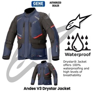 Alpinestars Andes V3 Drystar Waterproof Dark Blue Black Touring Jacket 100% Original From Authorized Dealer