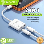 Bavin OTG 106 2in1 Splitter Dual Type C To Type C Adapter For Charging/Earphones