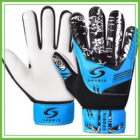 Youth Goalie Gloves with Double Wrist Support, Non-Slip Latex Soccer Gloves for Kids